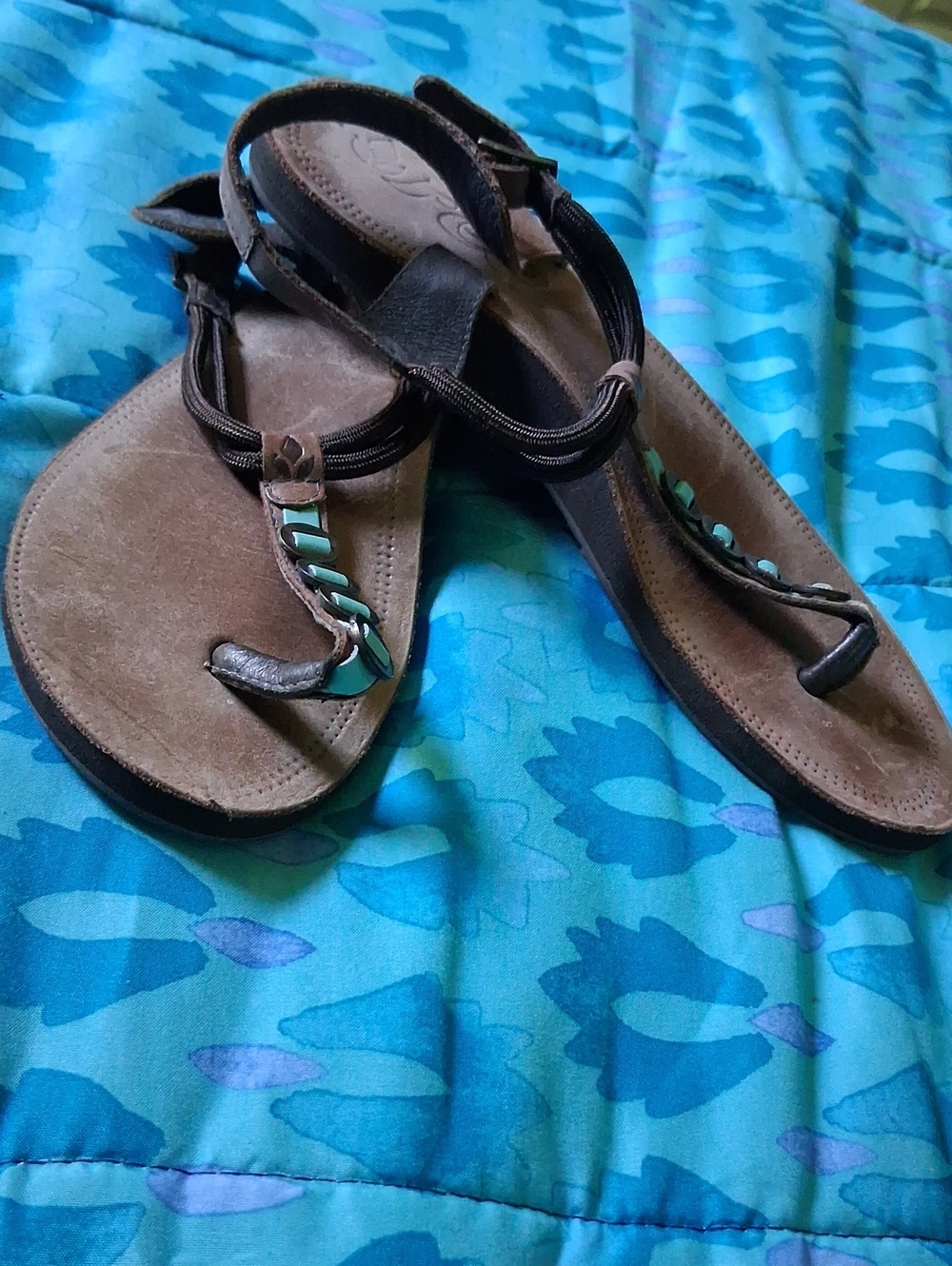 Reef Brown Sandal with Turquoise Accents